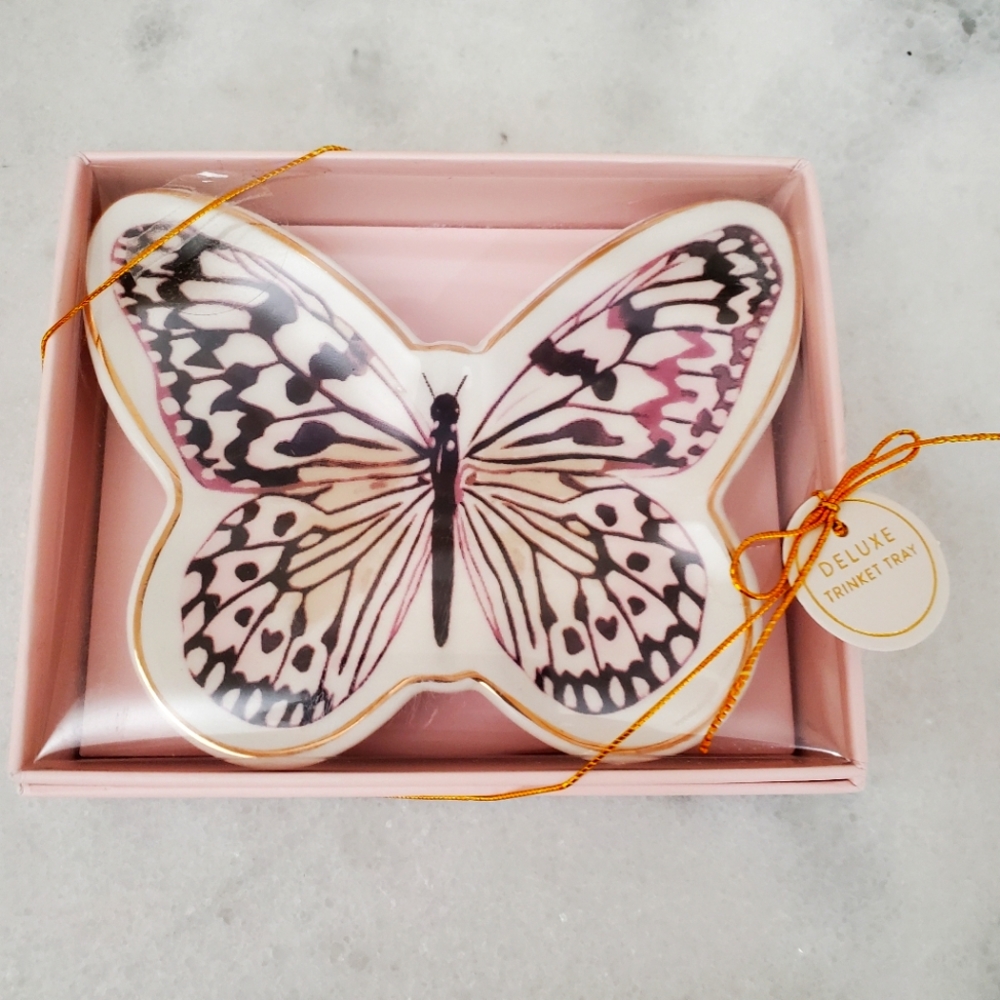 NEW Butterfly Purple Gold Trinket Tray